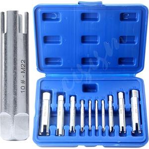 Screw Tap Extractor Set of 10 Broken Head Taps Stripped Screw Remover Kit with Box, High Speed Steel Extractor Tap Drill Set for Industrial Screw Bolt Removal Home Repair Work