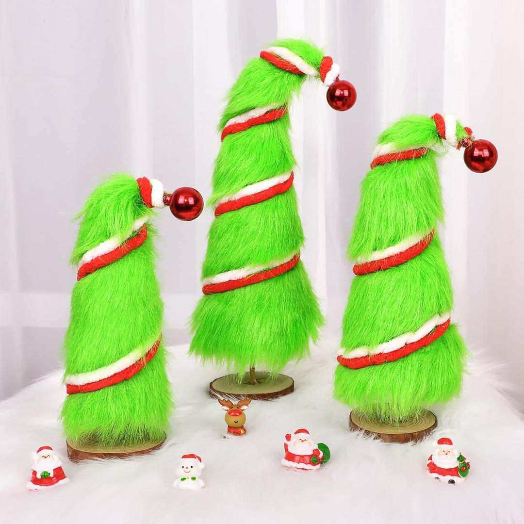 3 PCS Christmas Tree, Christmas Decorations with Plush Fur Surface, Tabletop Decor for Xmas New Year Winter Holiday Home Decor