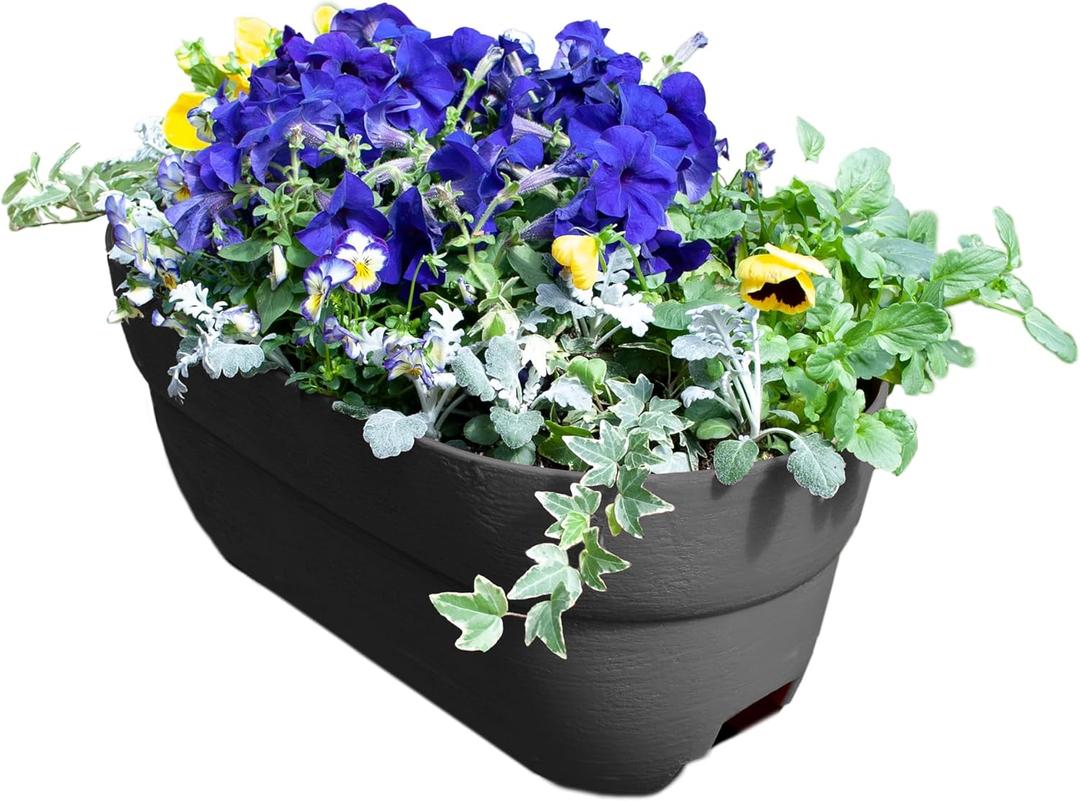 Emsco Group Bloomers Railing Planter with Drainage Holes- 24 W - Slate, Plastic (1 Pack)