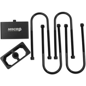Universal Billet Aluminum Leaf Spring Lowering Block Kit with U-Bolts & Hardware, 4 Inch, 2-1/2" Wide, 5" Long (4 Inch)