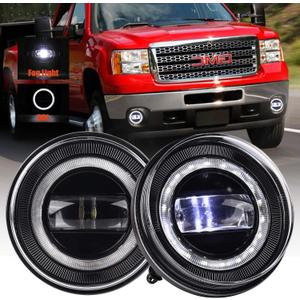 LED Fog Light with DRL Compatible with 2007-2013 GMC Sierra 1500/2007-2014 GMC Sierra 2500HD/ 2007-2014 GMC Sierra 3500HD Fog Lamps Assembly Bumper Driving Fog lamp Kit
