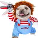 Pet Deadly Doll Dog Costume, Novelty Halloween Chucky Costumes Funny Halloween Christmas Outfits Cute Dog Clothes Cosplay Costume for Small Medium Large Dogs Cats Puppy Apparel (Deadly Doll, X-Large)