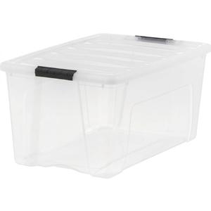 IRIS USA 72 Qt Stackable Plastic Storage Bins with Lid, Pack - BPA-Free, Made in USA - See-Through Organizing Solution, Latches, Durable Nestable Containers, Secure Pull Handle - Clear