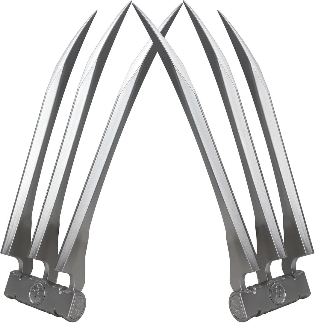 Dakapal Wolf Claws Realistic Plastic Wolf Claws for Costume Cosplay Props for Adults Set of 2 (9.85") Silver