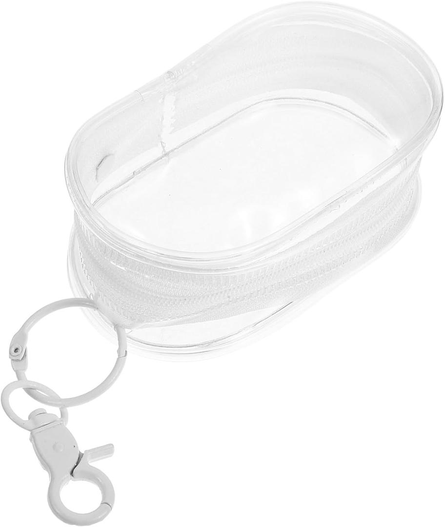 FOMIYES Travel Pouch with Lobster Clasp Portable Zipper Organizer for Hair Ties Earphones and Data Cables Waterproof PVC Storage Bag for Travel Essentials White