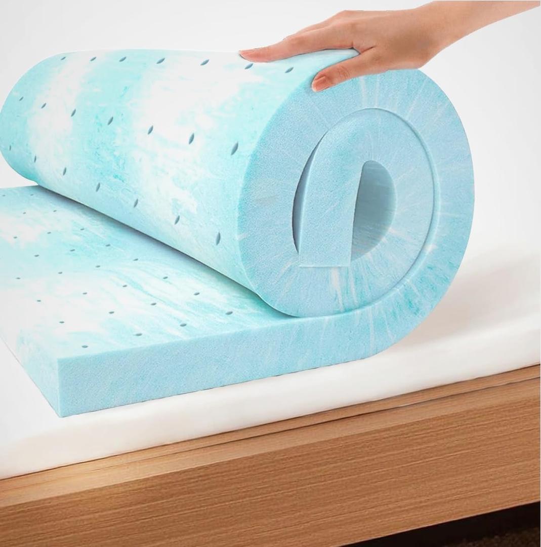 EGO Topper 2 Inch Twin Memory Foam Mattress Topper, Gel Foam Mattress Topper for Pressure Relief, Ventilated Design Bed Topper in a Box, CertiPUR-US Certified, 38"×75", Medium