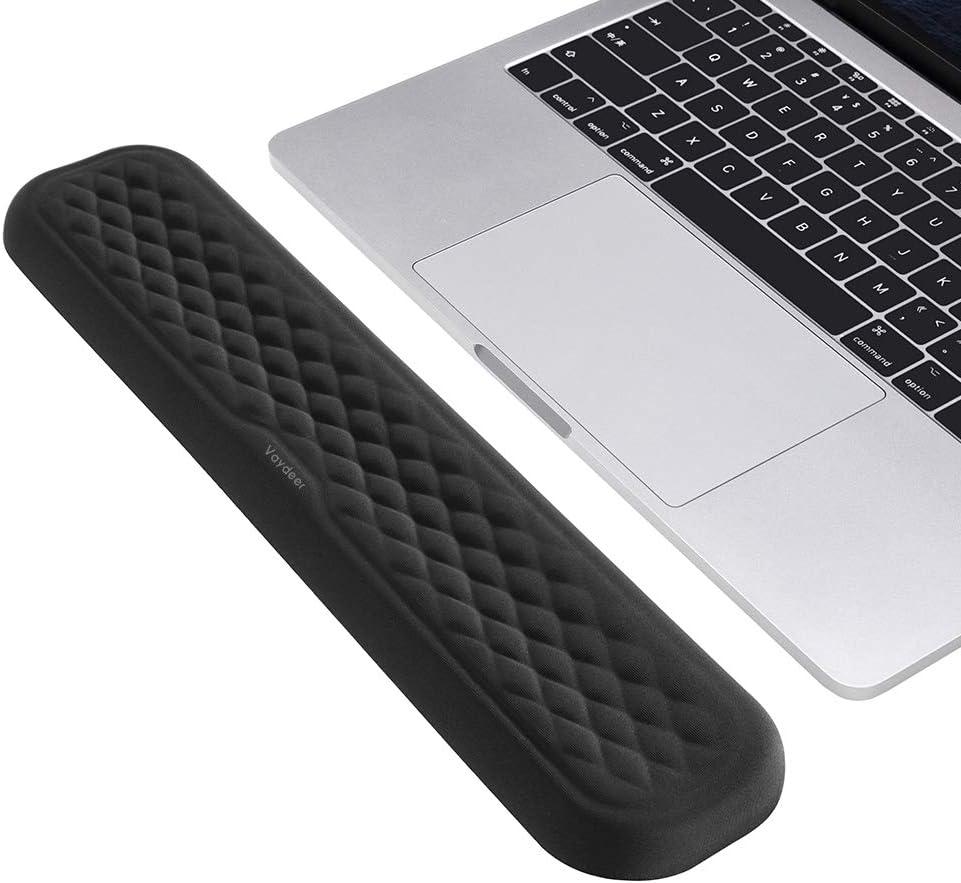 Vaydeer 60%-75% Keyboard Wrist Rest, Memory Foam Hand Rest Support Pad Padded for Office, Computer, Laptop, Mac Typing and Wrist Pain Relief and Repair(14.17inch,Black) (Medium)