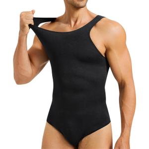 TAILONG Mens Shapewear Tummy Control Full Body Shaper Compression Slimming Bodysuit Sleeveless Undershirts Fajas Para Hombres (Medium, Black)