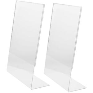OSALADI 2pcs Acrylic Menu Display Stand Sign Holder for Price Tags Qr Codes Menus Tabletop Holder for Classroom Office Retail Use Vertical 7.25"x5"