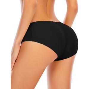 DERCA Butt Lifter Panties Padded Underwear for Women Seamless Booty Pads Hip Enhancer Panty (Small, #A1 Black (Briefs))
