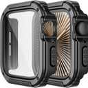 Adepoy 2 Pack Rugged Case Compatible for Apple Watch 46mm Series 11 10 with Tempered Glass Screen Protector, Military All Around Hard TPU Protective Cover Case Shockproof Bumper for iWatch Men 46mm