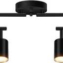 Track Lighting Kit, LED Track Lighting Fixtures Ceiling, 30" Black Ceiling Spotlights, 4 Light Kitchen Light Fixtures, Spot Light with Rotatable Heads, Track Lights for Bedroom(GU10 Socket, NO Bulb)