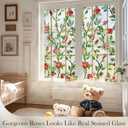 Stained Glass Window Privacy Film, 23.6" x 78.7", Red | 3D Unique Decorative, UV Heat Blocking Static Cling, Non Adhesive Removable Coverings for Home, Door & Bathroom