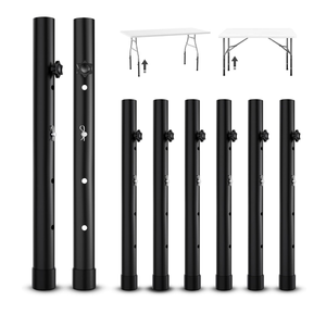 8-Pack Table Leg Extensions - Straight/Bent Leg Folding Table, Metal Extenders, Reduces Stooped Work, 4 Levels/Heights Adjustable Risers