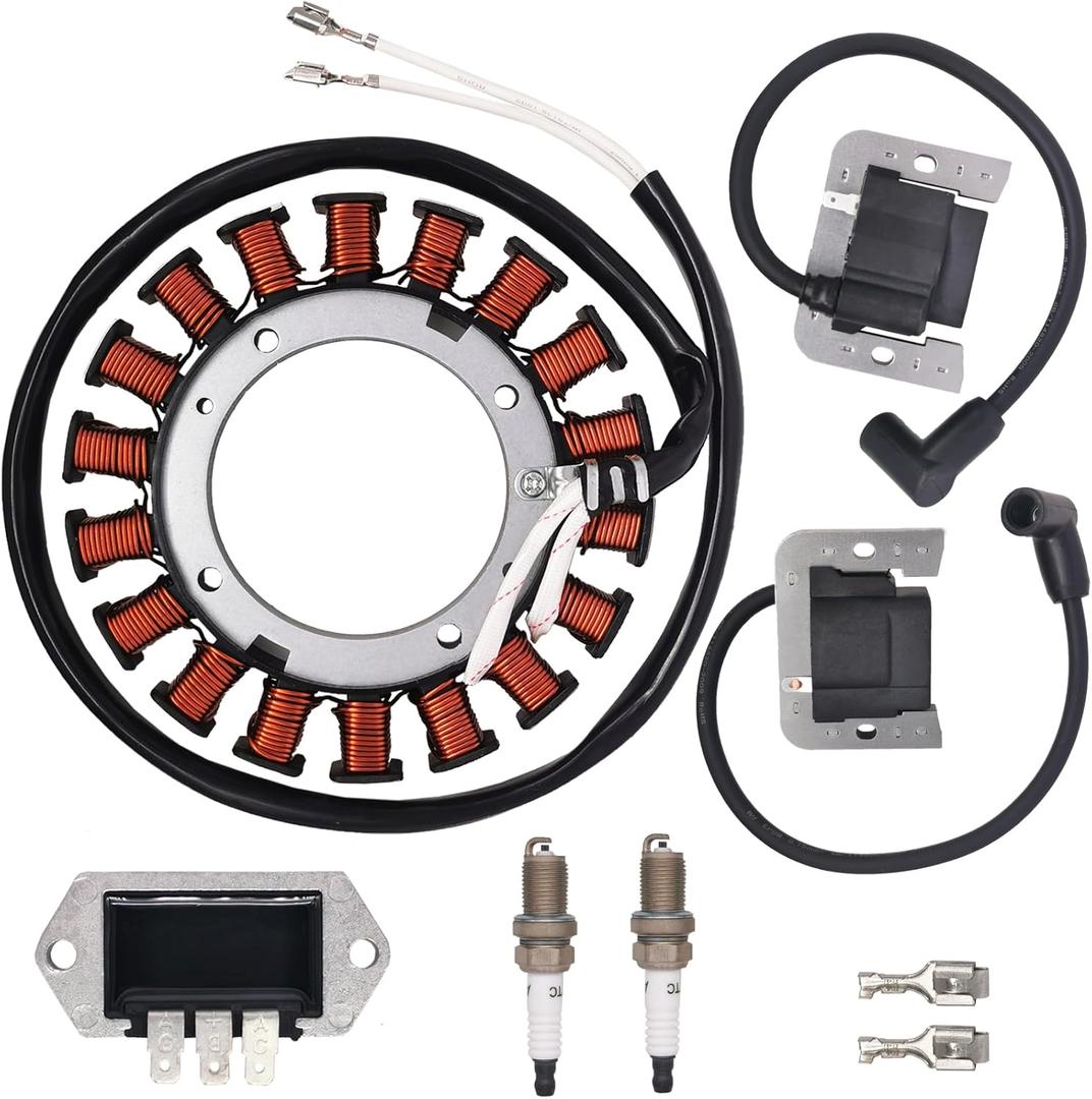 237878-S 15/20 AMP STATOR Compatible for Kohler KT600 KT610 KT620 KT725 KT730 KT735 KT740 KT745 With Ignition Coil Voltage Regulator Spark Plugs 20HP 21HP 22HP 23HP 24HP 25HP 26HP