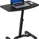 SHW Mobile Height Adjustable Laptop Rolling Cart with Height Adjustment from 28" to 33", Black (Standard - 15'' x 25'')