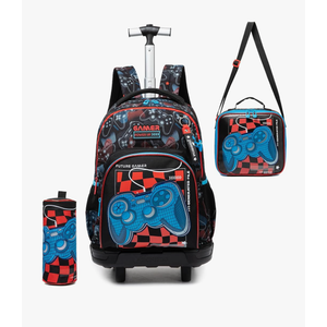 Rolling Backpack Boys Backpack with Wheels for Kids Roller Backpacks for Boys 8-12 School Backpacks for Elementary Bookbag with Lunch Box Back to School Supplies