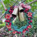 Metal Harmony Bells Set of 3, Shabby Chic Cow Bells for Crafts, Vintage Rustic Christmas Hanging Bells for Door, Brass Christmas Ornaments Decorative Cowbell On Jute Rope, 9, 7, 5H (Gold)