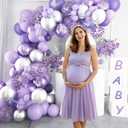 Pateeha Purple Balloon Arch Kit 140Pcs Lavender Balloons Garland Kit Butterfly Baby Shower Decorations Metallic Silver Lilac Balloons 12Pcs Butterfly Stickers for Birthday Party Decorations