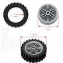 Large Size Wheels and Tires Building Kit, 30mm Diameter Wheels and 43mm Diameter Tire, Compatible with Lego Wheels and Axles, 16 Pcs Car Parts Bulk Bricks Education Construction Toys