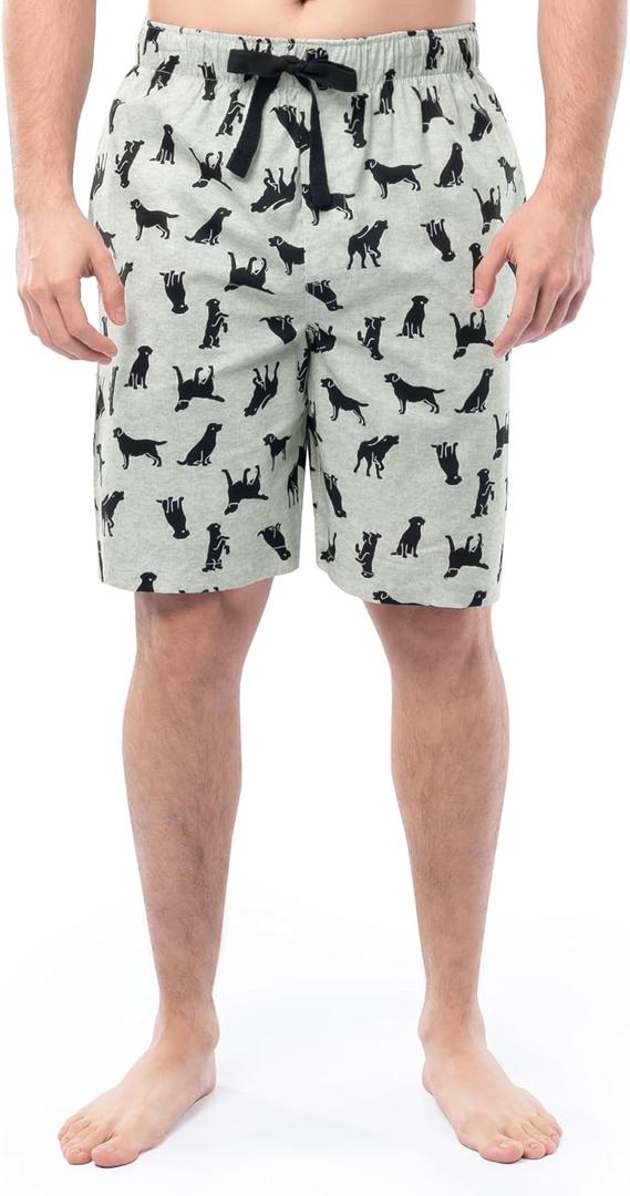 IZOD Men's Printed Poplin Relaxed Fit Drawstring Sleep Shorts, Large