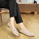 HIULYCENCE Flats for Womens Pointed Toe Ballet Flats with Bow Comfortable Knit Dressy Flats, Size US8.5