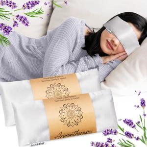 Eye Pillow for Sleeping, Headache Relief, Sinus Pressure, Weighted Eye Mask for Relaxation, Yoga, Moist Heat Eye Compress, Meditation Accessories, Lavender Gift Set for Women (Silk Gray 4 Pack)