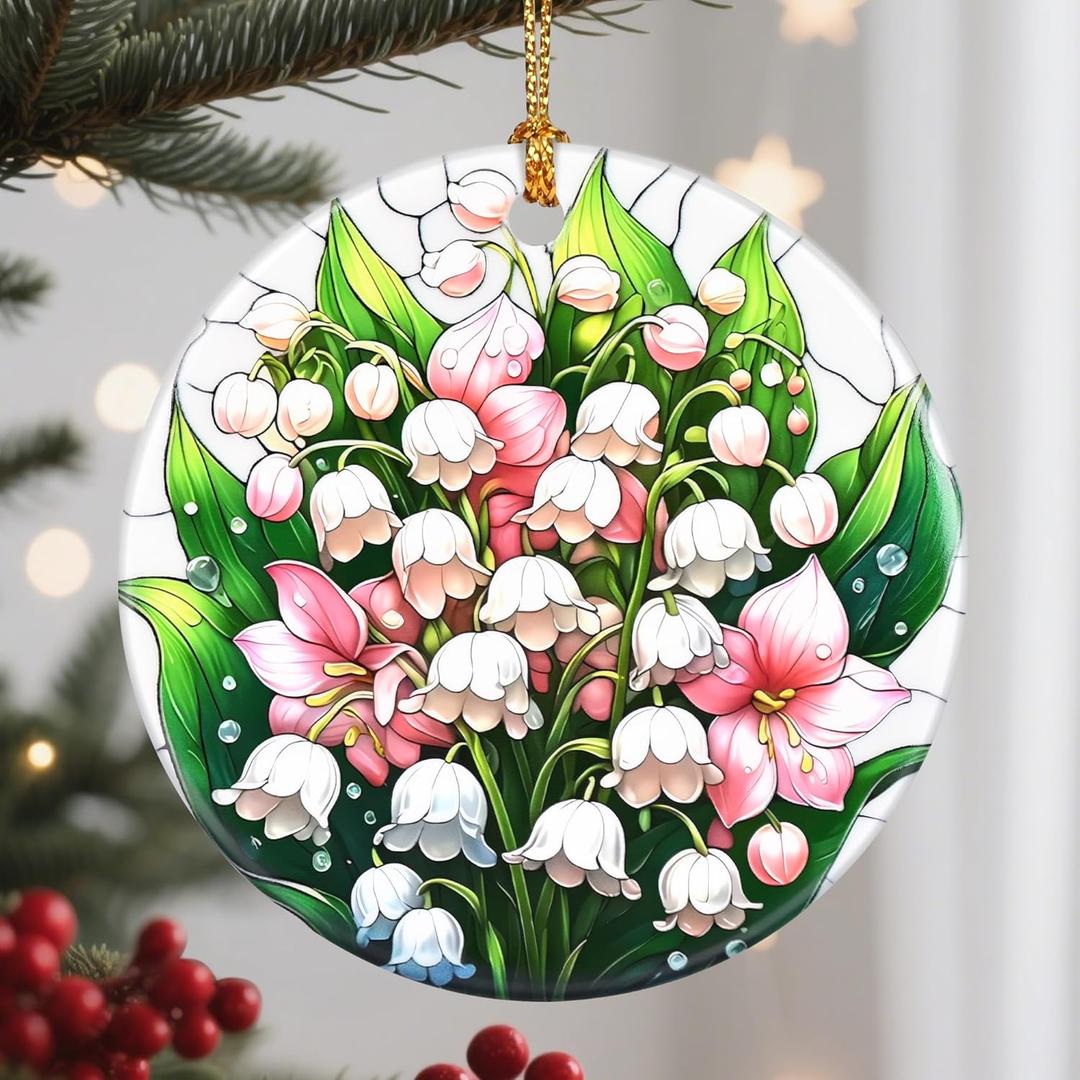 Christmas Ornaments, Flower Ornament, Christmas Tree Decorations, Holiday Ornaments, Gifts for Flower Lovers, Holiday Party Gifts, and Xmas Gift Ideas - Lily of The Valley