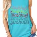 Womens Tank Tops Summer T Shirts Sleeveless Casual Loose Tunic Blouses (X-Large, Light Blue Letters)