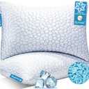 QUTOOL Cooling Pillow for Sleeping, CertiPUR-US Shredded Memory Foam Queen Pillows Set of 2, Cool Pillow for Hot Sleepers Adjustable Firm Pillow for Side, Back, Stomach Sleepers Soft Yet Support,White