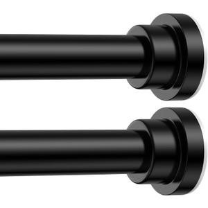 2 Pack Adjustable Tension Curtain Rods 32 to 48 Inches, No Drilling 7/8" Tension Rods for Window, Doorway Closet, Matte Black