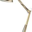 Globe Electric 62000010 32" Multi-Joint Desk Lamp with Metal Clamp, Matte Brass, White Accents, On/Off Rotary Switch on Shade, Partially Adjustable Swing Arm, Home Dcor, Office Accessory (Gold)