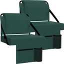 2pcs Stadium Seat for Bleachers with Back SupportPortable Bleacher Chairs with Back and CushionIncludes Shoulder Strap and Cup Holder (Green,2 Pack)
