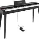 digital Piano 88 Key Semi Weighted Keyboard,Full-size Electric Piano for Beginners,with Sheet Music Stand,Pedal,Power Adapter,Headphone Mode,USB-MIDI (KU-3506 Digital Piano with Stand) (Black)