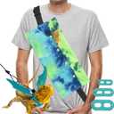 Bearded Dragon Leash and Harness Set, Beardie Carrier, Lizard Adjustable Harness with Leather Wings and Sling Bag, Reptile Small Pet Backpack Batwing Accessories (Blue)