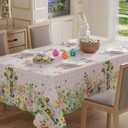 XCHI Plaid Bunny Lamb Eggs Chick Cross Flowers Rabbit Easter Tablecloth Square Table Cloth Washable Table Covers for Indoor Dining Home Party Decorations 60x60 Inch