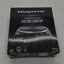 OVENTE Electric Countertop Single Burner, 1000W Cooktop with 7.25 Inch Cast Iron Hot Plate, 5 Level Temperature Control, Compact Cooking Stove and Easy to Clean Stainless Steel Base, Black BGS101B