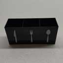 Suzile Acrylic Cutlery Storage Organizer Bin Silverware Caddy Countertop Knife Spoon and Fork Holder Kitchen 3 Section Tableware Storage Box for Cabinet Indoor Home Flatware Dining Room (Black,M)
