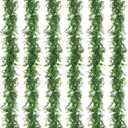 Artflower 6 Pack Artificial Eucalyptus Garland, 5.9Ft/pcs Faux Eucalyptus Vines Greenery Garland Fake Hanging Eucalyptus Leaves Plant Wedding Backdrop Arch Wall Table Party Festival Decor, Green