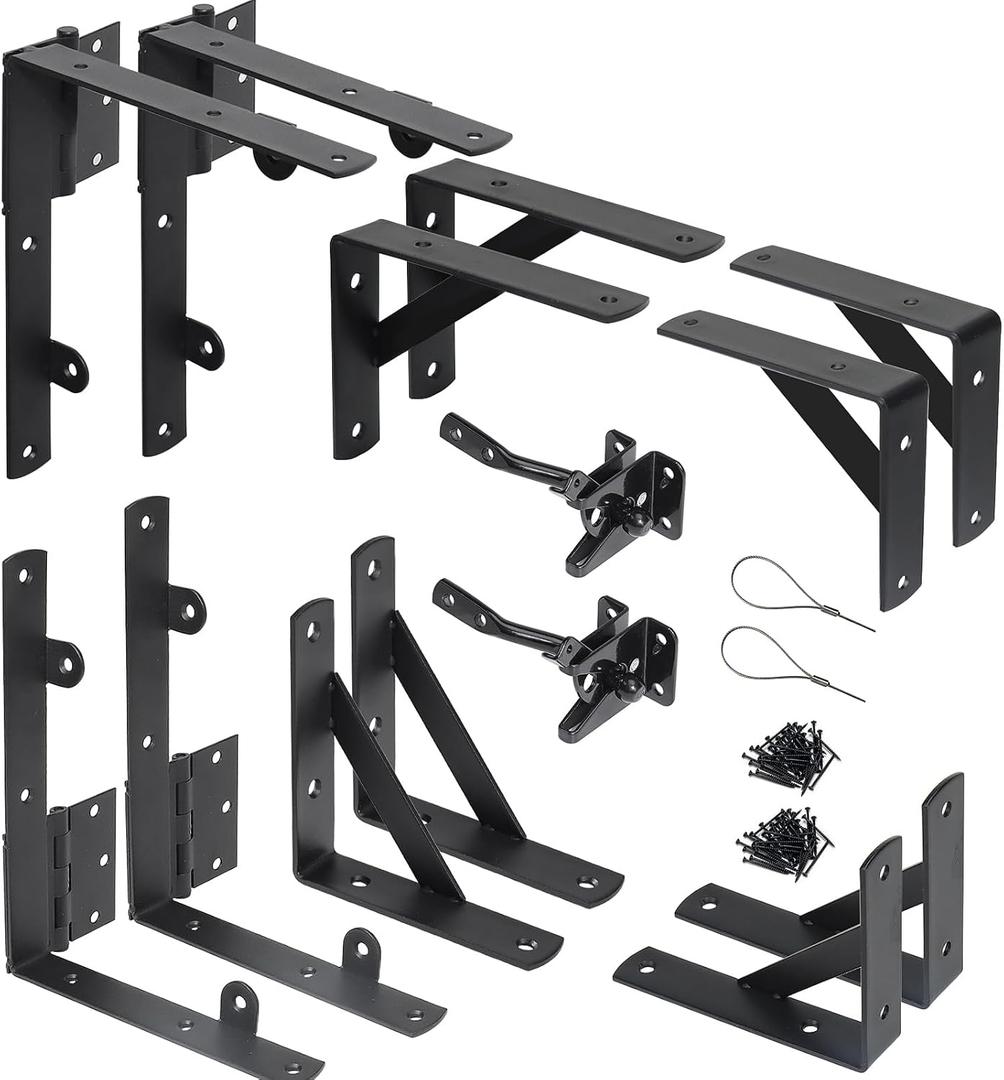WEKIS 2 Sets Anti Sag Gate Kit Heavy Duty No Sag Kit Gate Corner Brace Bracket for Wooden Fence Gate with Self-Locking Gate Latch