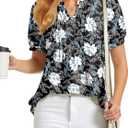 BISHUIGE Womens Summer Tops V-Neck Casual Loose T-Shirt Fashion Lantern Sleeves Blouses