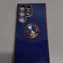 Gritup for Samsung Galaxy S23 Ultra Case: with 2Pcs Screen Protector, 360 Rotation Ring Holder Magnetic Kickstand, Plating Gold Edge Soft TPU Shockproof Protective Cover for S23 Ultra, Blue