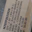 82.7"-56" Kitchen Island with Extendable Dining Table, Faux Mable Kitchen Cart with Power Outlet, Double-Sized Storage, Rolling Kitchen Table with Storage 2 Drawers 2 Side Open Shelves, Black