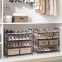 SONGMICS Stackable Shoe Rack, 4 Tier Metal Shoes Rack Storage Shelf, Holds up to 16 Pairs Shoes, Adjustable Slanted Shelves Tower Organizer for Closet Entryway Small Spaces, Bronze
