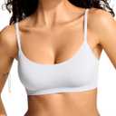 Vertvie Womens Wireless Bralettes Cami Bras Unlined Seamless No Underwire No Padding Scoop Neck Comfort T Shirt & Sports Bra (Small)