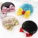 CellElection 8PCS Sequin Mouse Ears Hair Clips Glitter Hair Bows Cute Mice Ears Clips Barrettes for Women Girls Hair Accessories for Costume Party Halloween
