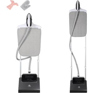 1500W Standing Clothes Steamer with Adjustable Ironing Board, 90 Min Steam Time, 8 Steam Levels, 2.5L Tank - Professional Garment Steamer, dark grey
