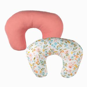 Nursing Pillow Covers, Cotton Muslin Nursing Pillow Covers, 2-Pack Breast Feeding Pillow Covers, Breastfeeding Essentials, Soft Nursing Pillow Cover Girl, Oeko TEX (Pink + Floral PillowCovers)