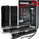 COSOOS 2 Tactical Flashlights with Holsters, Bright LED Flashlight 1000 Lumen, 5 Mode Portable Zoomable Waterproof Flash Light for Hiking, Outdoor Camping Gear Essential, No AAA Battery (2-Pack)