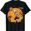 Basketball Skeleton Halloween Spooky Boys Basketball Player T-Shirt L